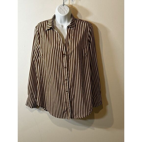 Mustard Seed Women's Collared‎ Stripe Shirt Size Medium - Picture 1 of 8